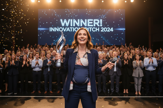 Mom with baby wins pitch competition with audience cheering